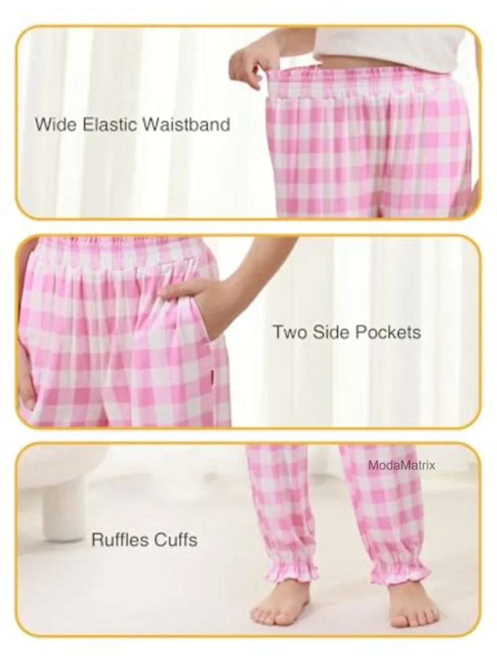 Girls Bamboo Viscose Pajama Jogger Pants Comfy Lounge PJs 4-12Y